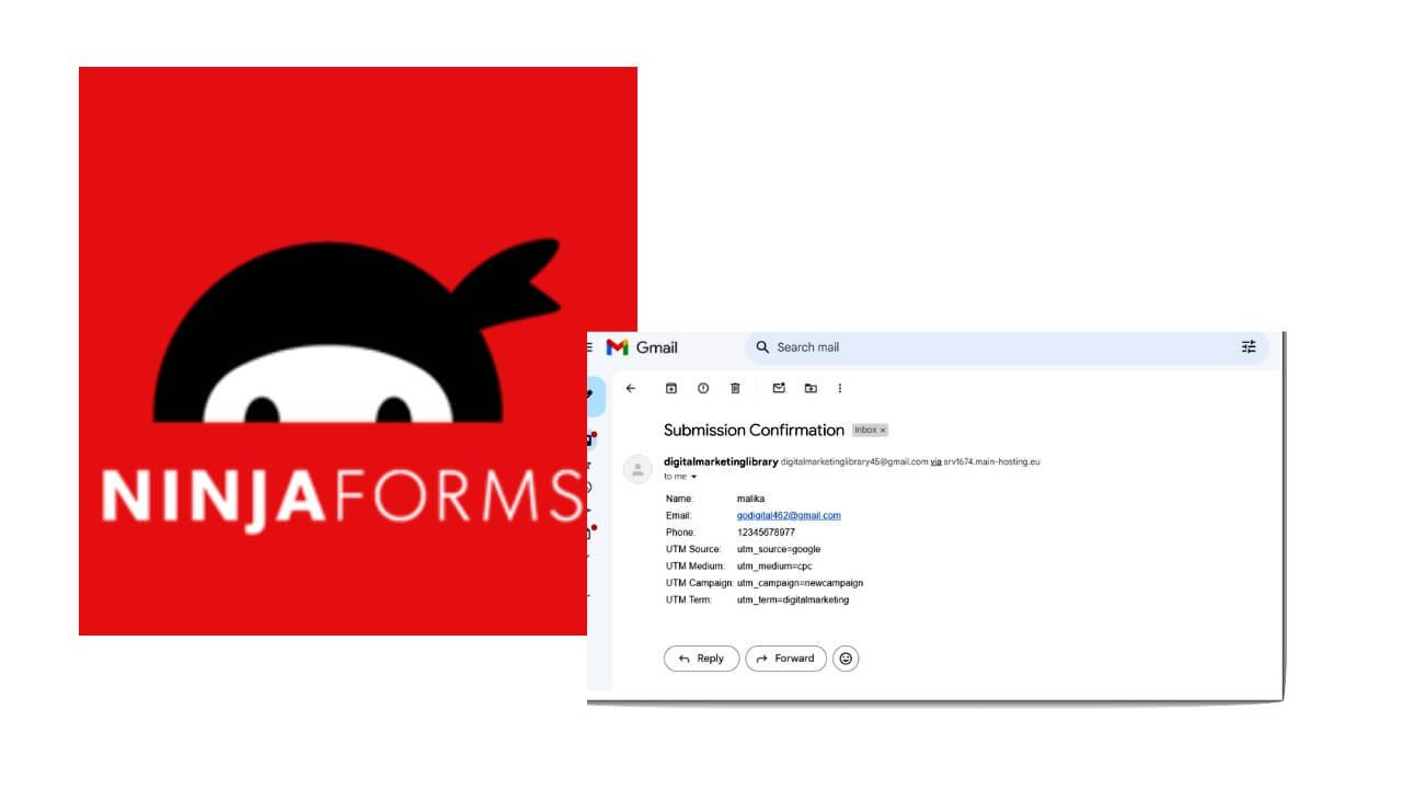 ninja form logo with screenshot of data from ninja to email