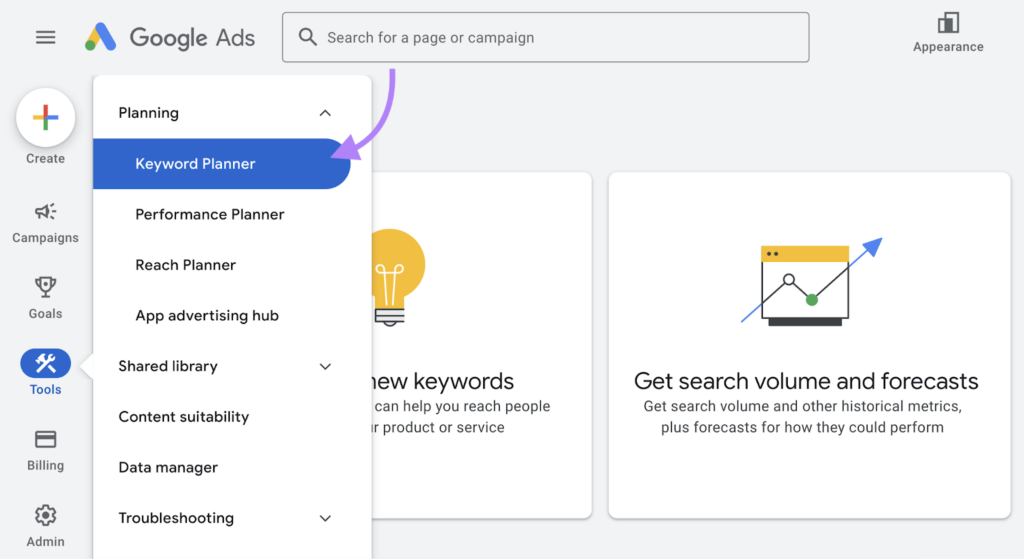 google keyword planner